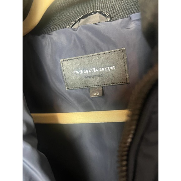 Mackage Kay-F Navy and Black Heavy Down Hooded Jacket Sz. M - Picture 10 of 12